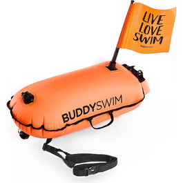 Плавальна буйок Buddyswim для відкритої води 28 л з водонепроникною внутрішньою кишенею та знімним прапорцем для підвищеної видимості, міцна, легка, складна Drybag