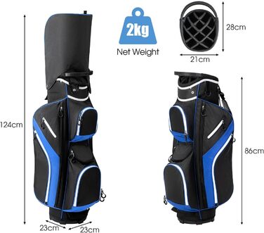 Сумка для гольфу LIFEZEAL Stand Bag з 14 відділеннями, з ременем, тримачем для напоїв, 9 кишень, холодильником, тримачем для парасольки, для чоловіків та жінок, блакитна