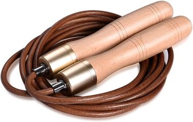 Стрибкове канат зі шкіри з дерев'яною ручкою, 2.4 м, аксесуар для фітнесу