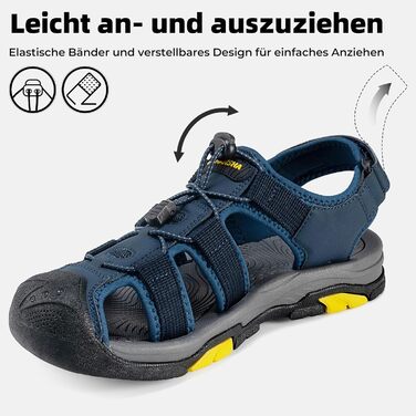 Чоловічі сандалі Mishansha закриті, дихаючі, водонепроникні, протиковзкі для активного відпочинку, розмір 43 EU, темно-сині