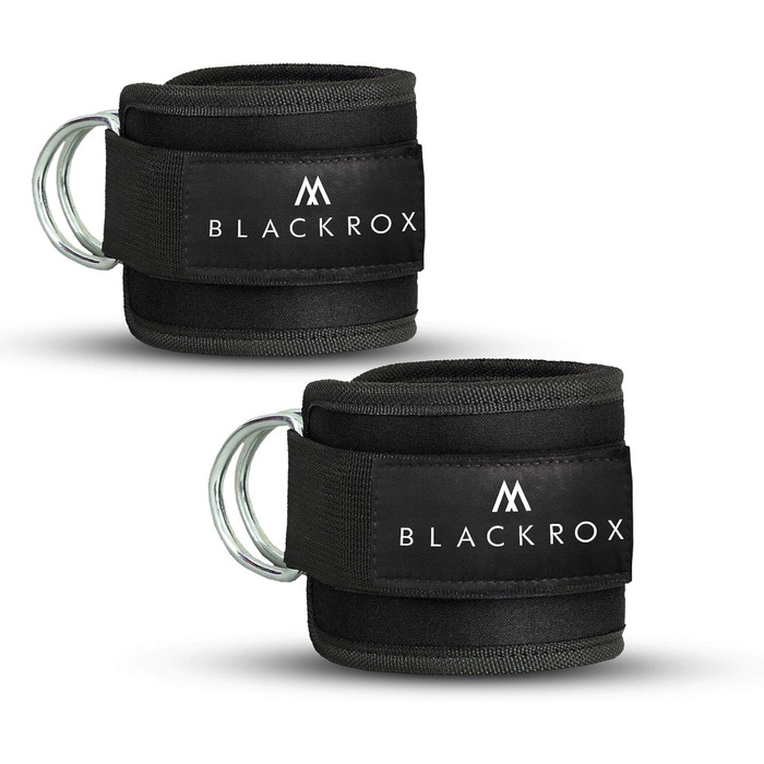 BLACKROX Манжети на щиколотку для тренажера, 2 шт., для фітнесу та тренувань, універсальні, чорні