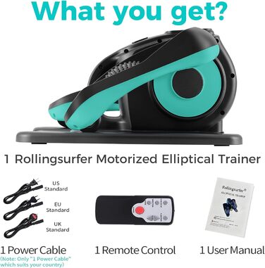 Rollingsurfer електричний еліптичний тренажер з масажем стоп, компактна еліптична машина під стіл для літніх людей, портативний еліптичний тренажер для підлітків та дорослих, зелений