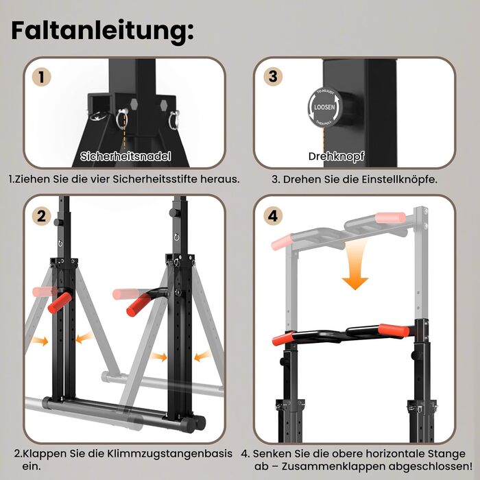Спортивний комплекс Klimmzugstange Freistehend: турнік, бруси для віджимань, розкладна штанга для підтягувань, тренажер для дому, силові тренування, фітнес-обладнання (чорний, багатофункціональний)