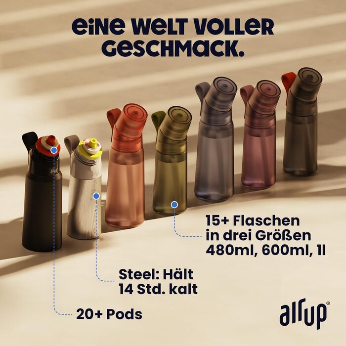 Пляшка для води air up Gen2 Starter Set Original 600 мл, із капсулами 5 смаків, без цукру, BPA-free, для пиття, фіолетова Lavender, можна мити в посудомийці