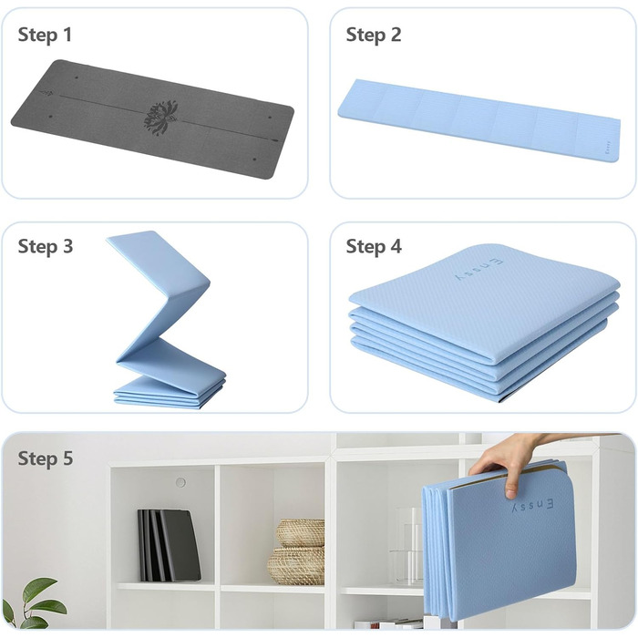 Килимок для йоги Enssy, складаний, компактний, 173x61 см, 0,4 см, з сумкою, легкий дизайн для пілатесу (PU-Lotus Centerline2)