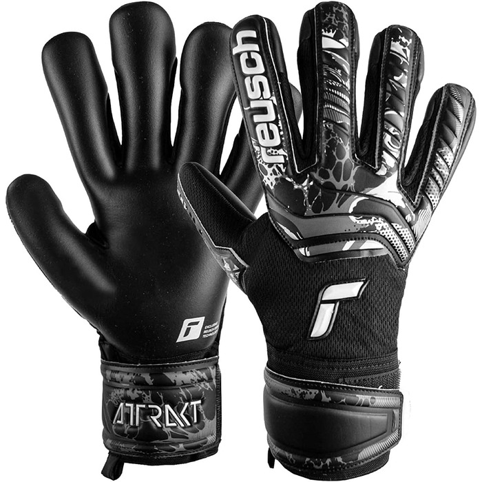 Воротарські рукавички Reusch Attrakt Infinity для дорослих, чорні, розмір 9, з відмінним зчепленням та внутрішнім швом, унісекс