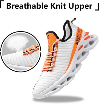 Чоловічі кросівки Ahico для бігу, фітнесу та крос-тренінгу. Slip-On, білі з помаранчевим, 42.5 EU
