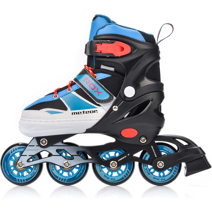 Дитячі ролики Meteor Rox з регулюванням – ролери для дівчаток та хлопчиків, підшипники ABEC-7 Carbon, колеса PU 72mm 80A, алюмінієвий каркас, розміри S30-33, L38-41 (Blue)