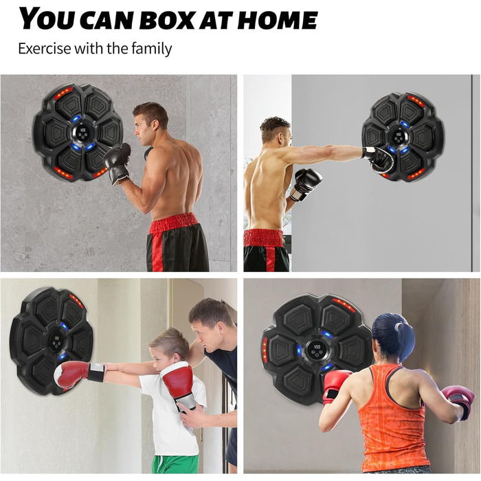 LEAFIA Музична боксерська машина: LED-дисплей, кріплення для боксерського мішка, Bluetooth, 9 режимів швидкості, підрахунок ударів, для зняття стресу та покращення реакції. Підходить для дорослих та дітей.