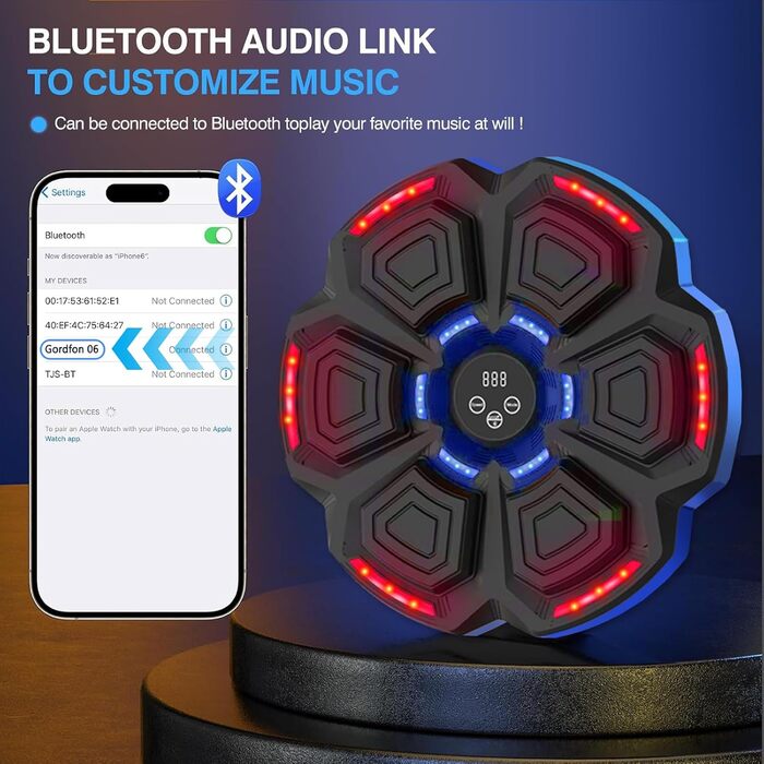 Музичний бокс-машина ZXTWTOY з LED, настінна, з боксерськими рукавицями, 9 режимів швидкості, Bluetooth, електронна, подарунок для дорослих