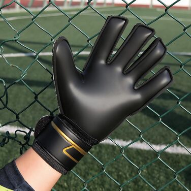 Воротарські рукавиці JOYJ з FingerSave, дитячі унісекс, для футболу, Super-Grip, товстий латекс, чорні (5)