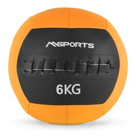 М'яч для фітнесу MSports Wall-Ball Premium 2-10 кг, медичний м'яч 6 кг, помаранчевий