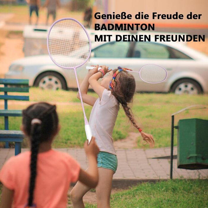 Набір для бадмінтону OGEENIER: 2 ракетки, обмотка, 2 волани, 1 ракетка з сумкою (білий, рожевий, 3 1/4 дюйма)