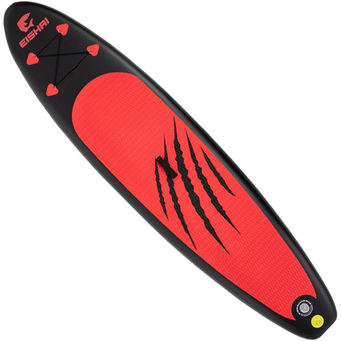EISHAI надувна SUP-дошка Sharkbite 7-в-1 комплект: весло, страхувальний шнур, насос, ремкомплект, до 130 кг, компактна, для жінок і чоловіків, червона