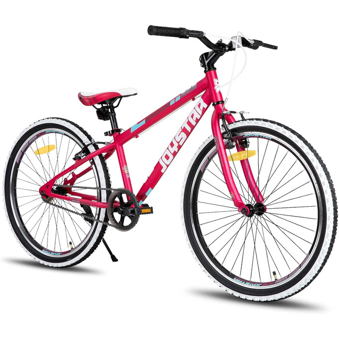 JOYSTAR Lubbock 20/24 дюймове дитяче гірське велосипед для хлопчиків та дівчаток 7-12 років (1/7 швидкостей), білобокові покришки, червоний колір