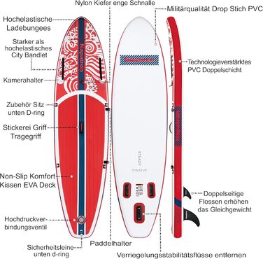 Надувне SUP-борд Napatron Red Dragon Blaze: комплект з веслом, захистом від сонця та аксесуарами, для підлітків та дорослих