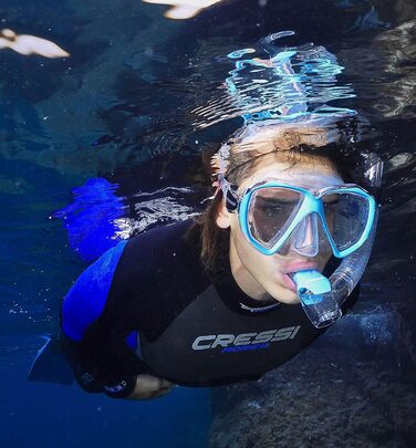 Cressi Ranger набір для снорклінгу – маска і трубка для дорослих, водонепроникна антифог маска з загартованого скла, суха трубка з 3 каналами, преміум-якість