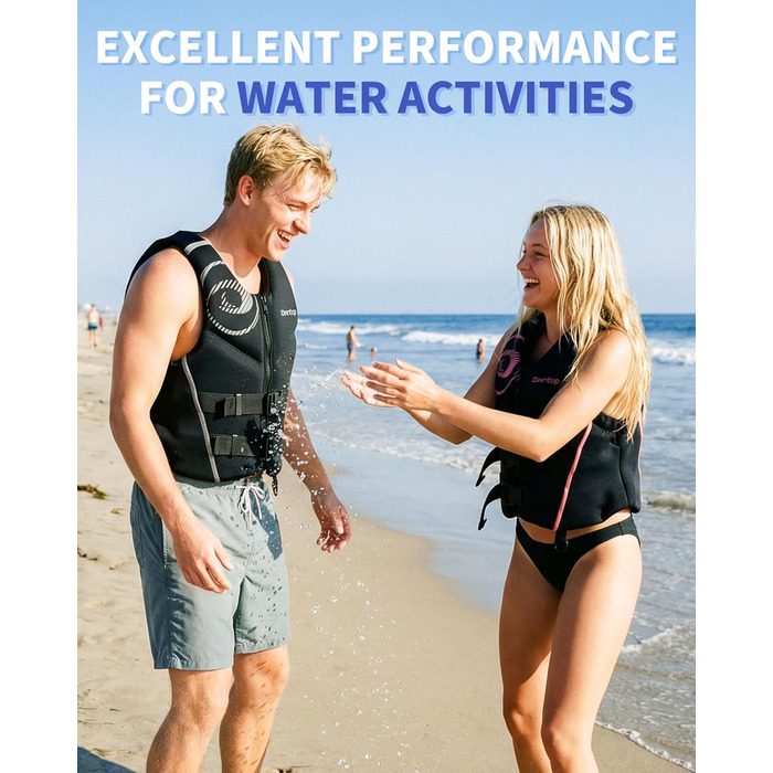 Спасальний жилет Owntop для дорослих XL | Легкий неопреновий жилет | Подвійний захист, для риболовлі, каякінгу, водних видів спорту сірий