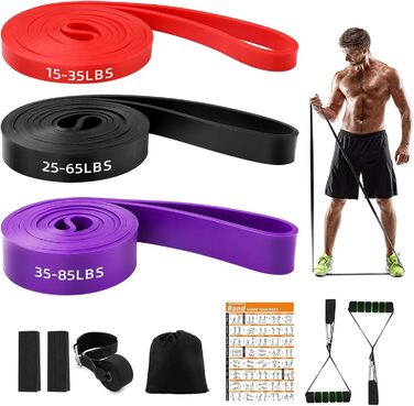 Резинки для фітнесу Wadafen: Набір еластичних стрічок для йоги, стретчингу, кросфіту та пілатесу. Включає дверний анкер, ручки та чохол.