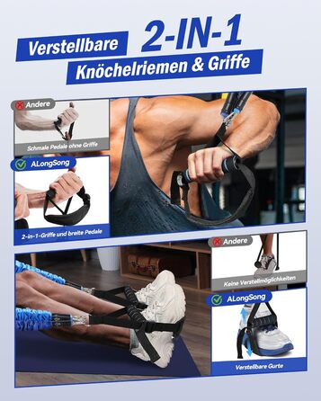 Набір для пілатесу з еластичними стрічками та стержнем, 4 рівні опору (180LBS/140LBS/240LBS/360LBS), для фітнесу, йоги, тренажерного залу, колір градієнт блакитний