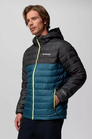 Чоловіча утеплена куртка з капюшоном Columbia Powder Lite (Everblue, Hai, XXL)