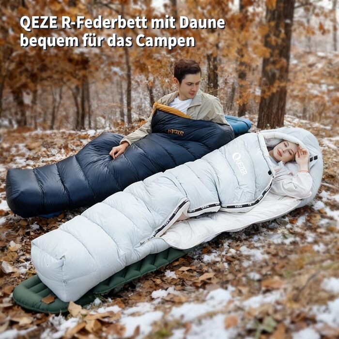 Спальник зимовий Daunenschlafsack з графеновим покриттям, -24°C, 1500г пуху, темно-синій - для кемпінгу, туризму та трекінгу