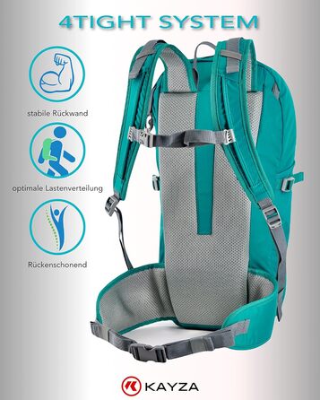 KAYZA PULSE20 – Преміум туристичний рюкзак 20 л з поясом, для жінок і чоловіків, з кріпленням для шолома та дощовиком, Ripstop нейлон, для трекінгу, міста та подорожей