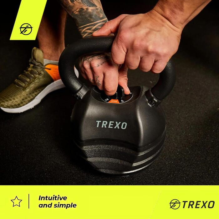 Регульована гиря TREXO з чавуну 4-14 кг, для кросфіту та фітнесу, чорна