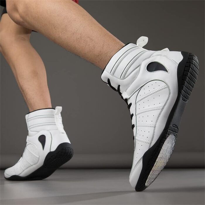 Боксерські черевики для чоловіків та жінок, фітнес, тренування, бокс (44 EU, білий)