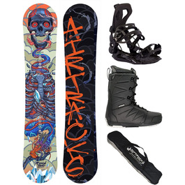 Чоловічий комплект для сноуборду Airtracks Diamond Heart Carbon Wide Hybrid Rocker 160 см з кріпленнями Master, черевиками Star Black 45 і сумкою, фрірайд/фрістайл