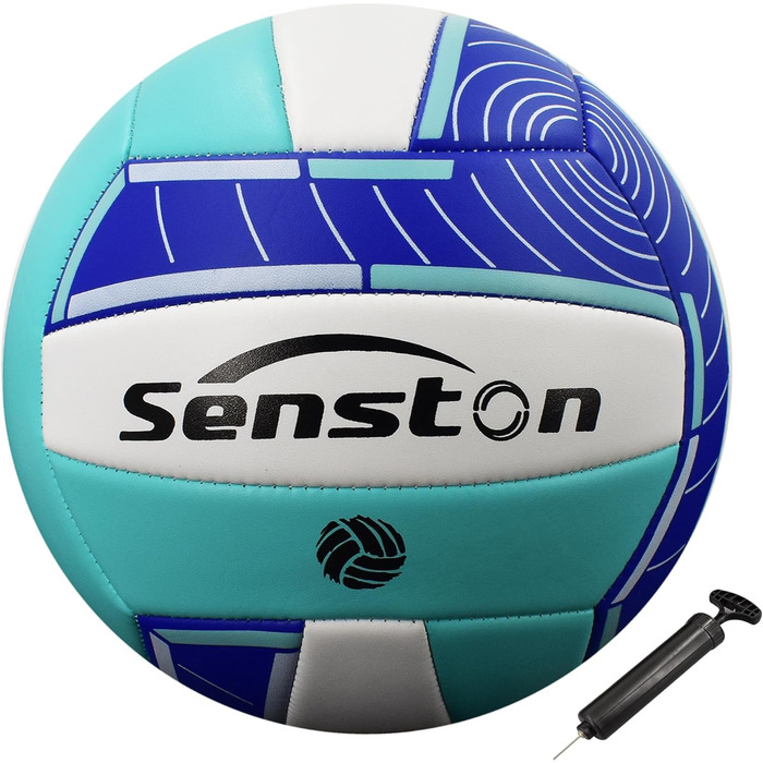 Волейбольний м'яч Senston Soft Touch, офіційний розмір 5, водонепроникний, з насосом, для пляжу, басейну та вулиці, thirsty blue