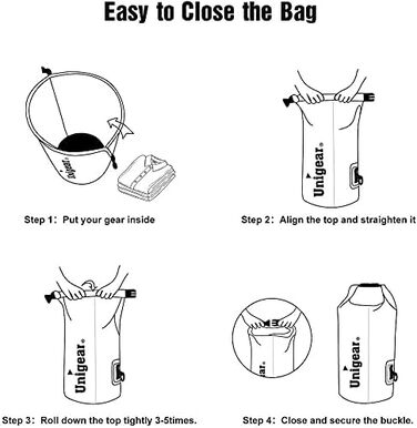 Водонепроникний мішок Unigear Dry Bag 30L (2L/5L/10L/20L доступні) - рюкзак, сумка для риболовлі, каякінгу, кемпінгу, сірого кольору
