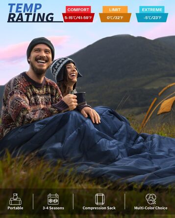 Спальний мішок Outdoor Sportneer для 2 осіб, 3 сезони, 220x150 см, 2.75 кг з подушками, дорослий, блакитний