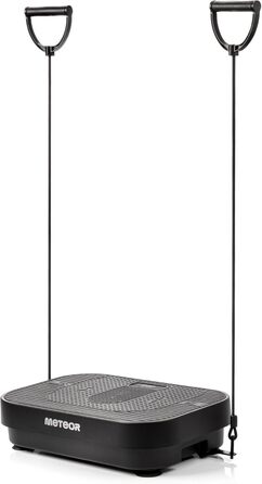 Віброплатформа Meteor для фітнесу вдома: 120 рівнів інтенсивності, 5 програм, 3 зони тренувань, пульт, гумові стрічки, до 160 кг