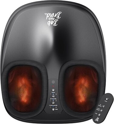 Електричний масажер для ніг Bob and Brad Lite з підігрівом, розминаючою та компресійною функцією, Shiatsu масажер для ніг, для зняття болю (до 45 розміру), з пультом керування