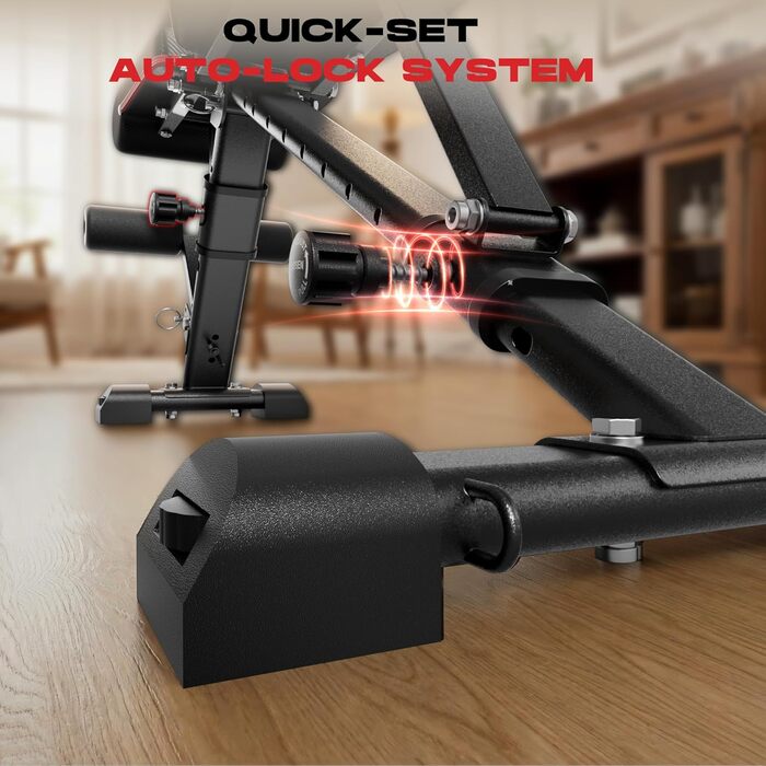 Складана лава для тренувань Roygym, багатофункціональна, з регульованою спинкою, для загальної фізичної підготовки, витримує до 400 кг (чорна з підголівником)