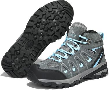 Черевики для трекінгу та хайкінгу NORTIV 8 Adventurer для жінок - дихаючі, зручні (41.5 EU, широка колодка, сірий, блакитний)
