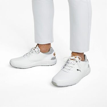 Чоловічі гольф-туфлі PUMA Ignite з натуральної шкіри White Silver Gray, 40.5 EU