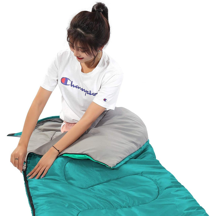 Спальний мішок SWTMERRY для 3-4 сезони (літо, весна, осінь, зима) – теплий та холодний клімат, легкий, для підлітків та дорослих, для походів, рюкзакових подорожей та кемпінгу. (Односпальний, смарагдовий)
