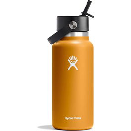 Гідрофляга Hydro Flask 946 мл – вакуумна термос-пляшка з нержавіючої сталі з кришкою з трубочкою, BPA-free, широка горловина, сірий колір