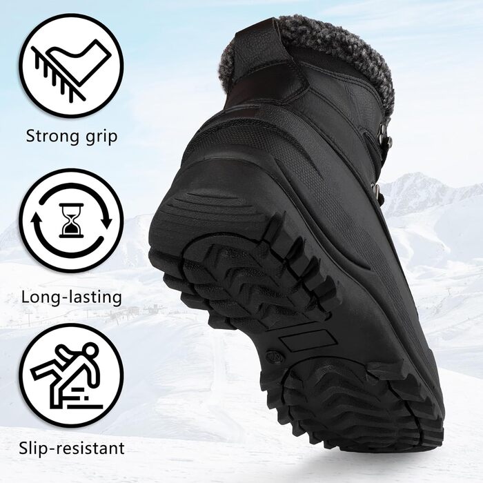 Водонепроникні зимові черевики Riemot для жінок та чоловіків. Теплі, з підкладкою, антиковзні, легкі. Ідеальні для походів, трекінгу, роботи, катання на лижах та активного відпочинку взимку. Розміри EU 36-47. Чорний колір. Нові.