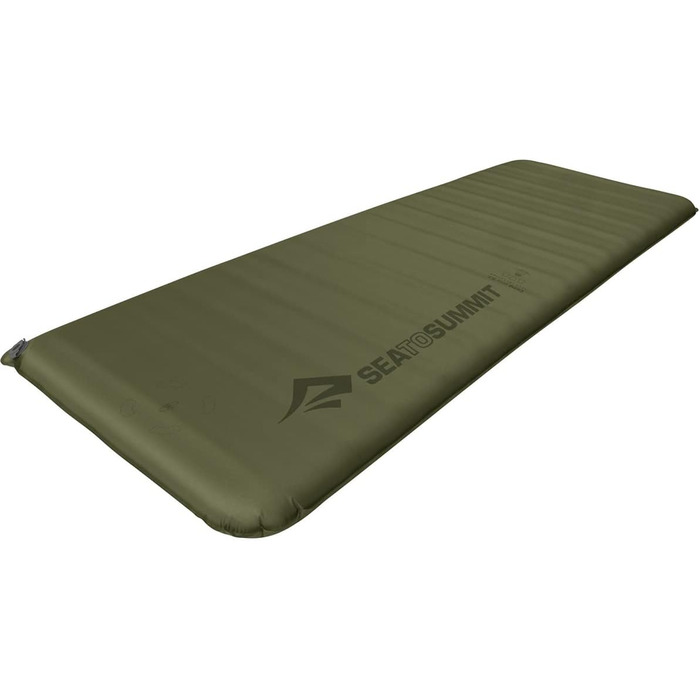 Килимок для кемпінгу Sea to Summit Camp Pro Sef Infating - великий, 198x64 см, зелений, з набором для ремонту та насосом