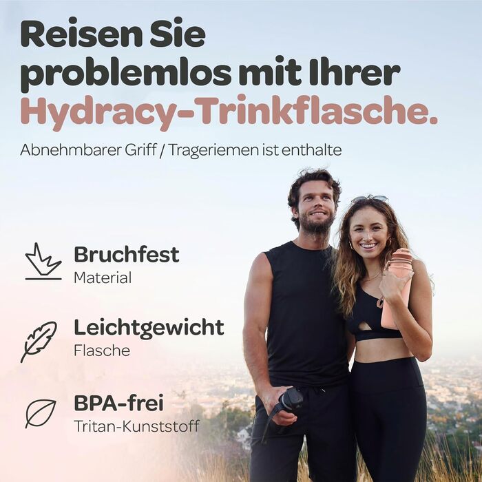 Пляшка для води Hydracy 1 л з фруктовим вставкою, BPA-free, з мітками часу, герметична спортивна пляшка без конденсату для спорту та активного відпочинку