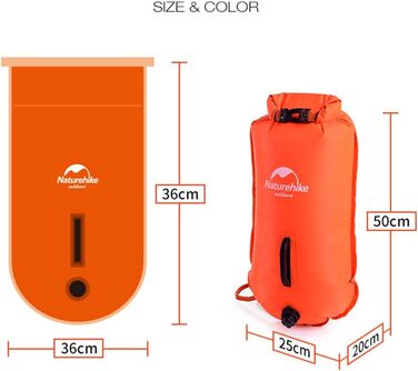 Плавальна буя Naturehike 18 л, надувна, для тріатлону та плавання, з регульованим ременем, висока видимість, помаранчева