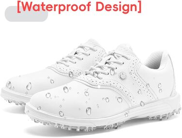 Гольф-взуття чоловіче ULTIANT водонепроникне, без шипів, класичне, зручне, кросівки для гольфу, тренувальне взуття (білий, 47 EU)