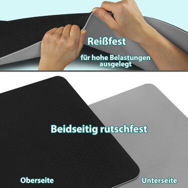 Йога мат ALPIDEX, 190 x 61 x 0.6 см, протиковзка, TPE, чорний/сірий, для фітнесу, йоги, пілатесу, тренувань