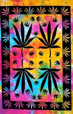 Гобелен настінний з коноплею, постер Cannabis, психоделічний декор для кімнати, бохо стиль, гобелен із зображенням листя марихуани, для гуртожитку, хіпі, Rasta