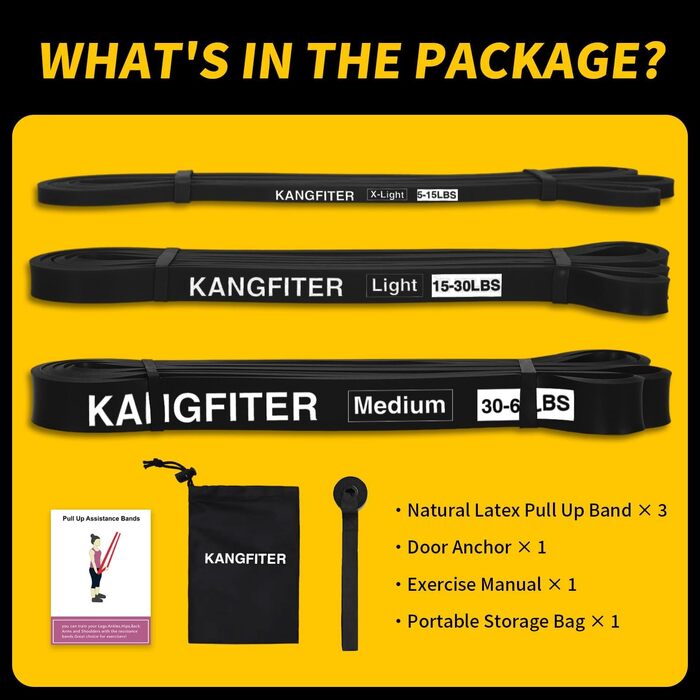 Стрічки для фітнесу та тренувань: набір еластичних стрічок з 5 рівнями опору (2-56.7 кг) для чоловіків та жінок, з кріпленням для дверей. Ідеально для фітнесу, розтяжки та фізіотерапії.