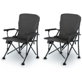 Крісло для кемпінгу Qeedo Johnny XL, 150 кг, стабільне, з підстаканником (Deep Grey, 2 шт.)