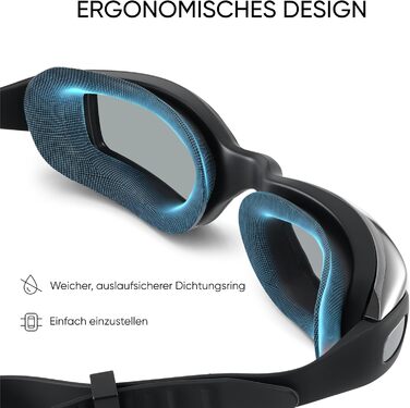 Окуляри для плавання чоловічі та жіночі Schwimmbrille, антифог, чорні